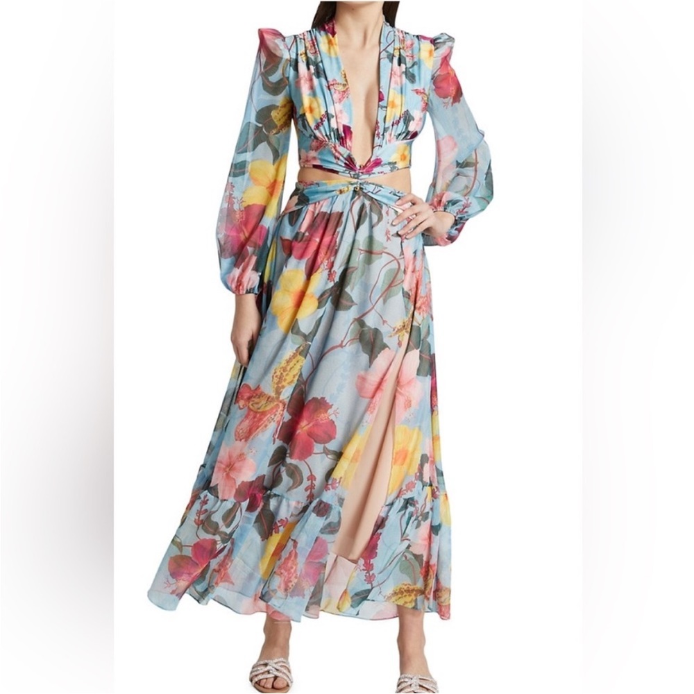 Pat Bo Hibiscus Cutout Maxi Dress.